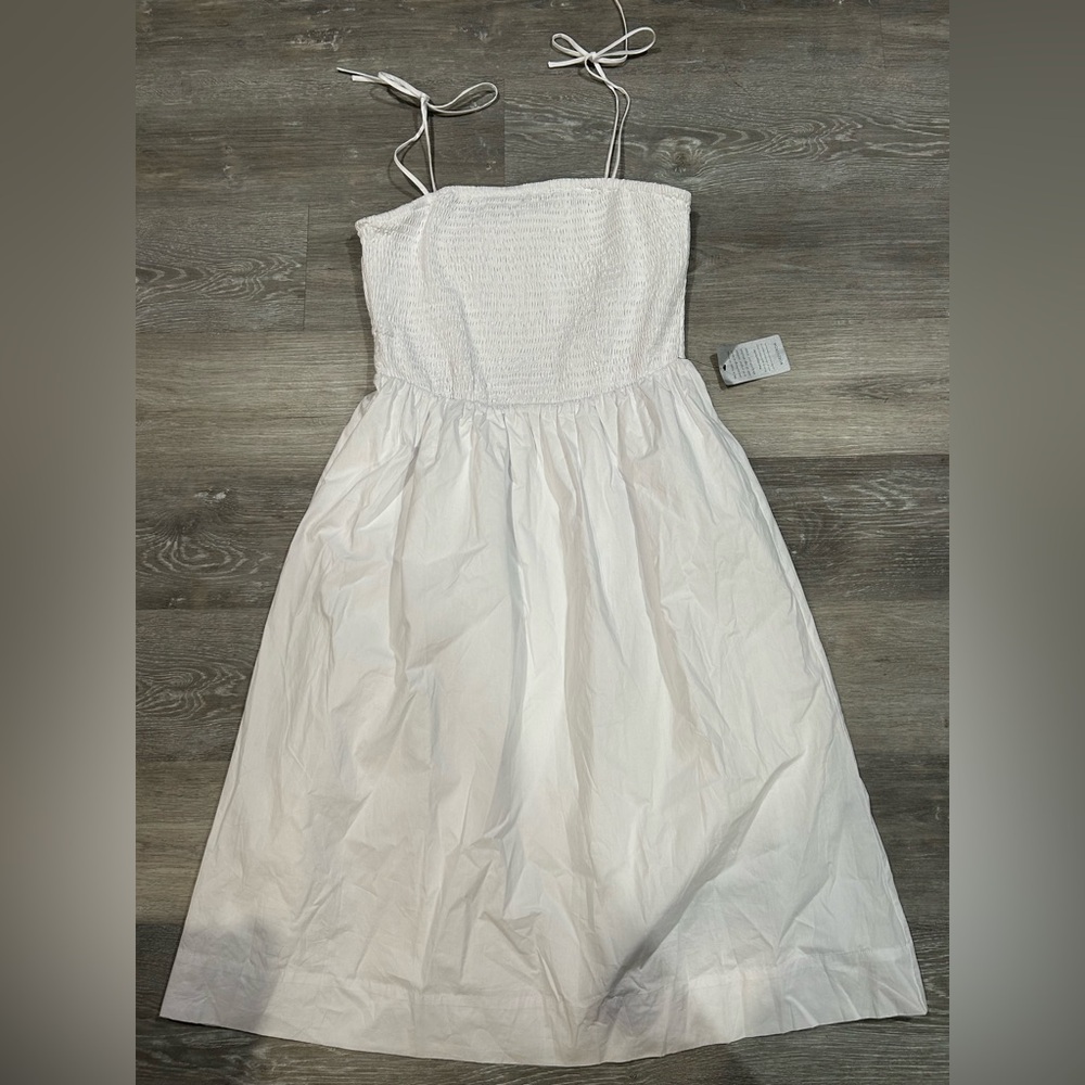 Astr White Midi Dress with Smocked Bodice